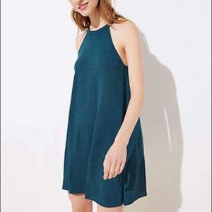 NWT loft cutout back halter swing dress teal